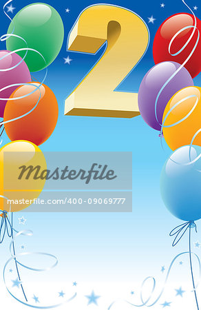 Background with design elements. The poster or invitation for 2nd birthday or anniversary.