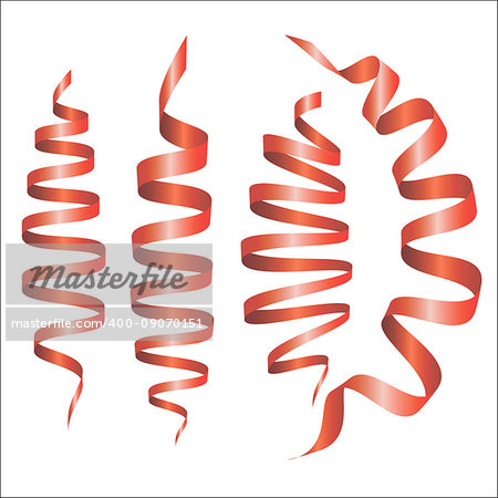 Set of red tapes on a transparent background. Design elements for your projects. Vector illustration.