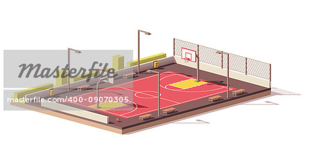 Vector low poly street basketball court