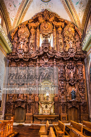 Baroque, wooden altarpiece dedicated to Saint Joseph at the Parroquia of Our Lady of Sorrows, Dolores Hidalgo Cradle of National Independence, Guanajuato State, Mexico