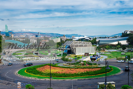 Evropis (Europe) roundabout, Concert Hall and Exhibition Centre, Lower Cable car station, Tbilisi, Georgia, Caucasus, Asia