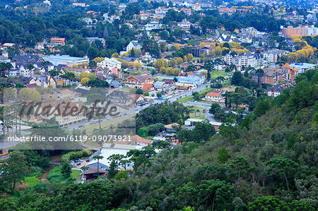 View of the town of Campos do Jordao, a popular weekend resort in the mountains near Sao Paulo, Brazil, South America