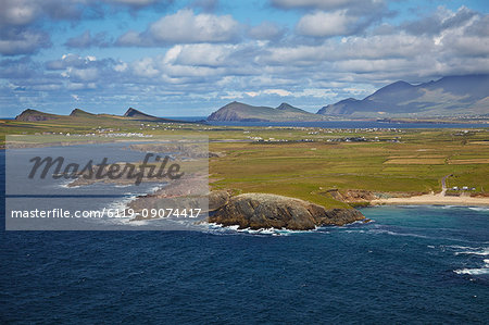 A view from Clogher Head towards Sybil Point, at the western end of the Dingle Peninsula, County Kerry, Munster, Republic of Ireland, Europe