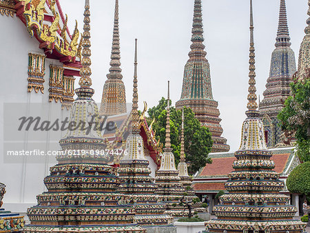 Chedis, Wat Pho, Bangkok, Thailand, Southeast Asia, Asia