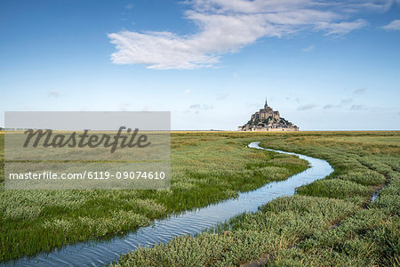 Curves drawn by the tide, Mont-Saint-Michel, Normandy, France, Europe