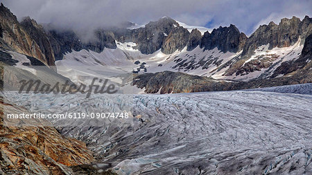 Rhone Glacier at Furka Pass, Canton of Valais, Swiss Alps, Switzerland, Europe