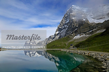 Lake Fallboden, Eiger and Wetterhorn, Grindelwald, Bernese Oberland, Canton of Bern, Switzerland, Europe