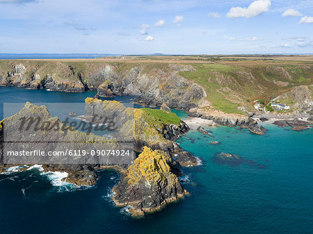 Rocky coastline and beaches at Kynance Cove, the Lizard, Cornwall, England, United Kingdom, Europe
