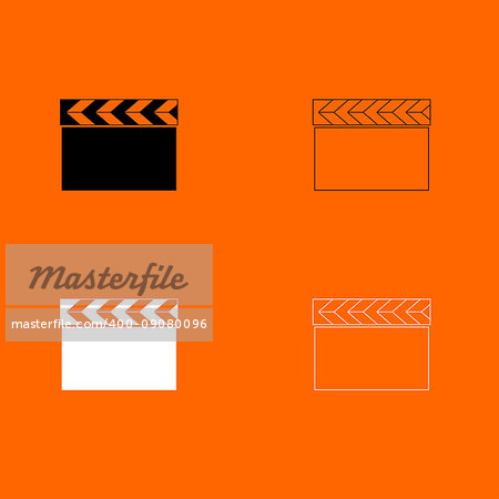 Cinema clapper  it is  black and white set icon .