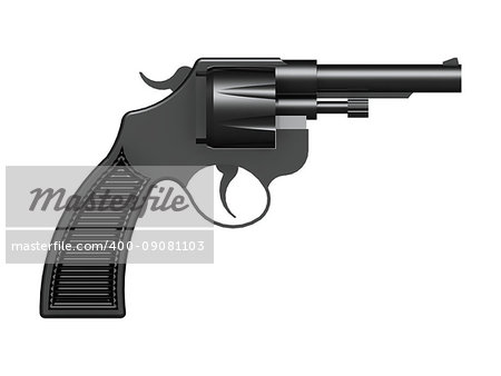 3D image of classic revolver isolated on white background