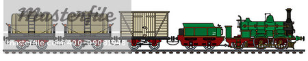 Hand drawing of a historical freight steam train