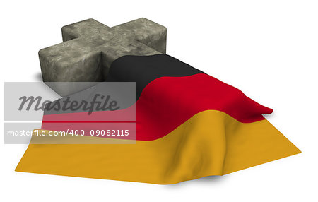 christian cross and flag of germany - 3d rendering