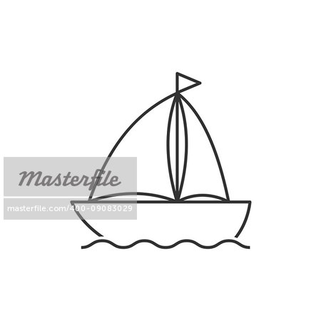 Boat line icon on white background