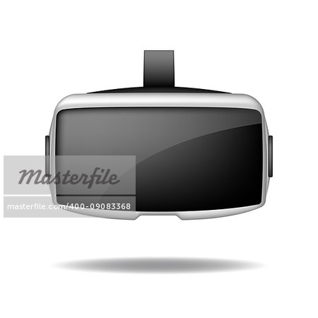 Stereoscopic 3d vr headset Front view. Vector virtual digital cyberspace technology. VR device Isolated on white Background EPS 10