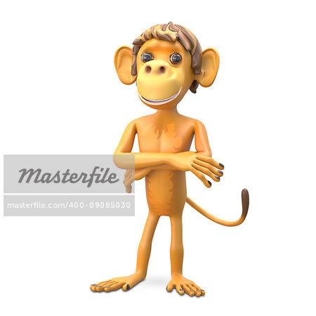 3D Illustration an Important Monkey on White Background