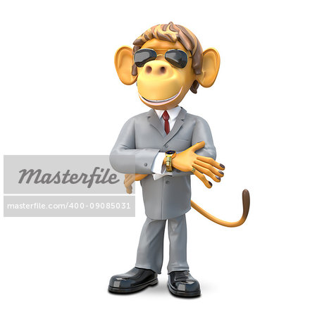 3D Illustration Monkey Boss on White Background