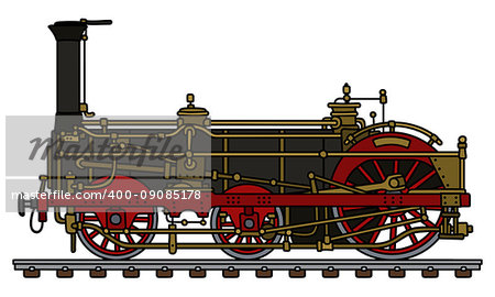 Hand drawing of a vintage steam locomotive