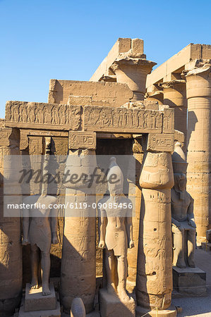 The First Court, Luxor Temple, UNESCO World Heritage Site, Luxor, Egypt, North Africa, Africa