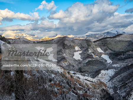 Apennines in winter after a snow storm, Umbria, Italy, Europe