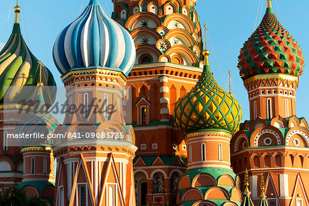 Close-up of the domes of St. Basil's Cathedral, UNESCO World Heritage Site, Moscow, Russia, Europe