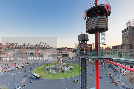 View from Las Arenas shopping center to Placa d'Espanya (Placa de Espana), Barcelona, Catalonia, Spain, Europe