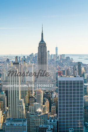 Manhattan skyline and Empire State Building, New York City, United States of America, North America