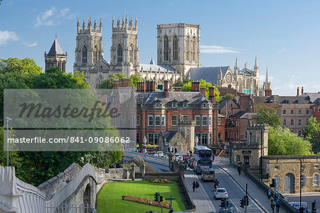 York Minster, Lendal Bridge and York's Bar Walls, York, Yorkshire, England, United Kingdom, Europe