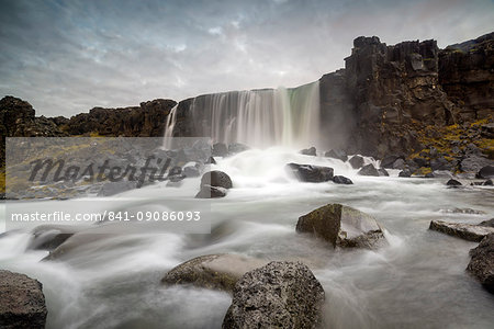 Oxararfoss waterfall, Thingvellir National Park, UNESCO World Heritage Site, Iceland, Polar Regions