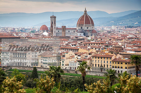 Florence panorama from Piazzale Michelangelo with Duomo, Florence, UNESCO World Heritage Site, Tuscany, Italy, Europe