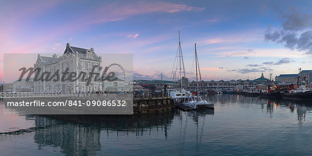 Victoria and Alfred Waterfront, (V and A Waterfront) (The Waterfront) at dawn, Cape Town, Western Cape, South Africa, Africa