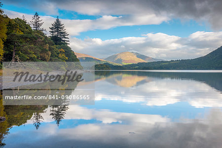 Reflections, Derwentwater, Lake District National Park, Cumbria, England, United Kingdom, Europe