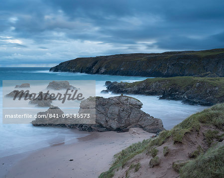 Dramatic weather viewed from the cliffs overlooking Sango Bay, Durness, Sutherland, Highlands, Scotland, United Kingdom, Europe