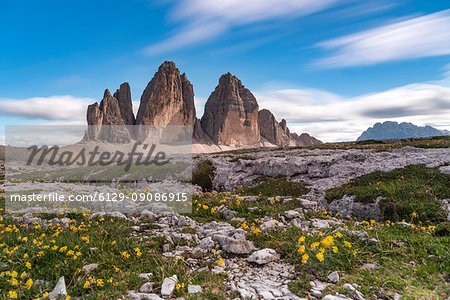 Sesto / Sexten, province of Bolzano, Dolomites, South Tyrol, Italy. The Tree Peaks