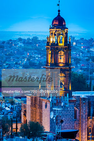 The 18 century Church of San Francisco (formerly the Convent of San Antonio) with prominent bell tower at dusk in San Miguel de Allende, Mexico The 18 century Church of San Francisco (formerly the Convent of San Antonio) with prominent bell tower at dusk in San Miguel de Allende, Mexico