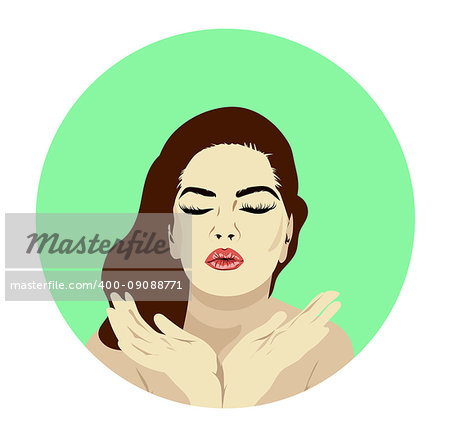 Lovely female face. Beauty icon or sign for hairdressing, barber or beauty salon, estetic medicine centre, cosmetic shop
