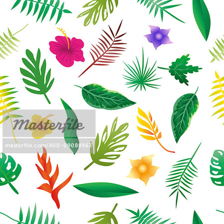 Floral and leaves of summer, Natural Seamless Pattern. vector illustration.