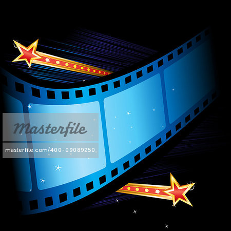 Illuminated big cinema film at starry background
