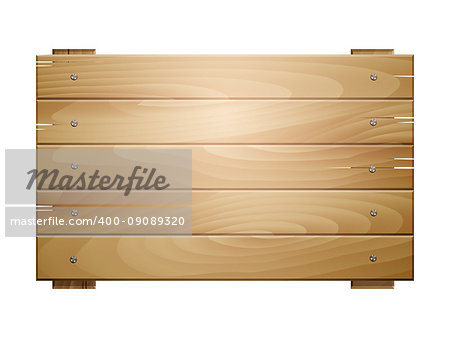 Vector wooden board sign isolated on white background