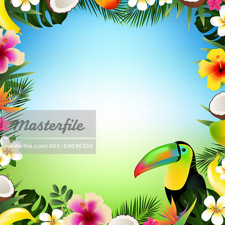 Tropical Frame, Vector Illustration, With Gradient Mesh