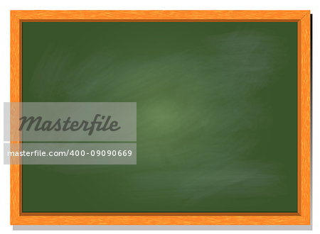 Green chalkboard vector illustration with wood frame and blank greenboard template