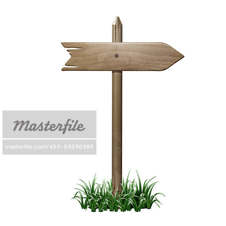 Wooden signboard in a grass. Vector illustration eps10