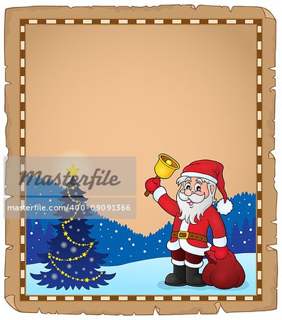 Santa Claus with bell theme parchment 5 - eps10 vector illustration.