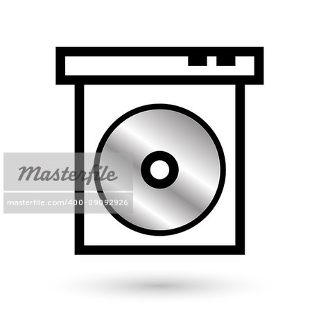 Disk drive with disk linear icon. Vector illustration EPS8