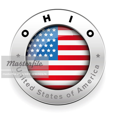 Ohio Usa flag badge button vector