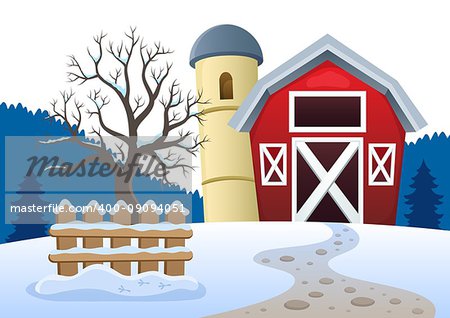 Winter farmland theme 2 - eps10 vector illustration.