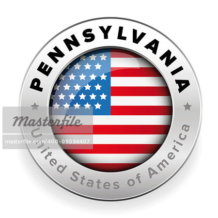 Pennsylvania Usa flag badge button vector