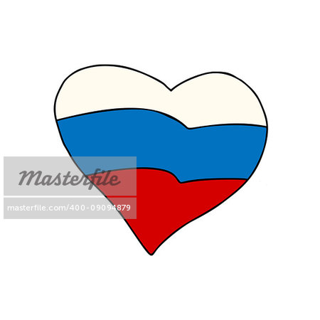 Russia heart, Patriotic symbol. Comic cartoon style pop art illustration vector retro