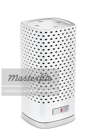 Smart speaker with integrated virtual assistant on white background
