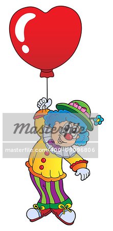 Clown with heart shaped balloon theme 1 - eps10 vector illustration.