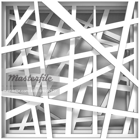 Paper cut out square 3D render illustration isolated on white background
